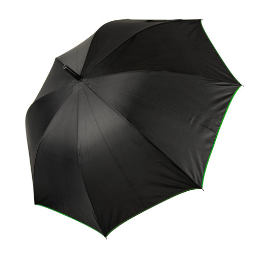 Зонт-трость BACK TO BLACK, пластиковая ручка, полуавтомат (черный, зеленый)