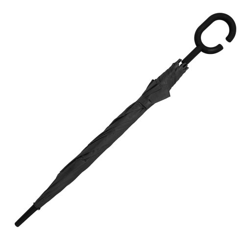 Зонт-трость HALRUM, пластиковая ручка, полуавтомат (черный)