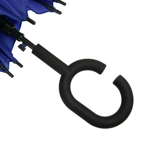 Зонт-трость HALRUM, пластиковая ручка, полуавтомат (синий)