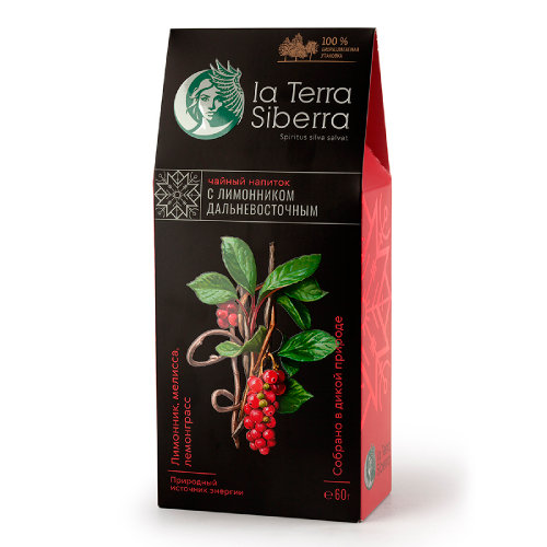 Чайный напиток со специями из серии "La Terra Siberra" с лимонником дальневосточным 60 гр. (черный, красный)