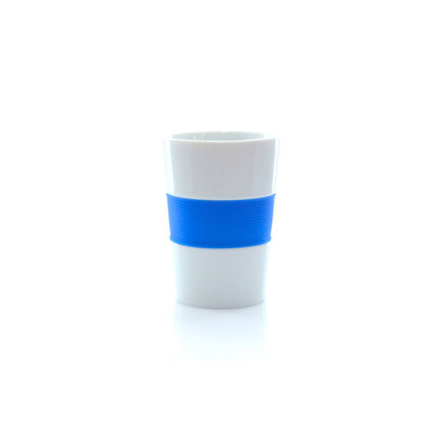 Стакан NELO, керамика, силикон (белый, синий)