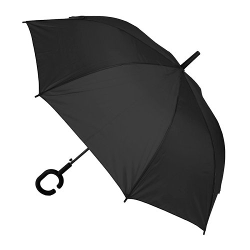 Зонт-трость HALRUM, пластиковая ручка, полуавтомат (черный)