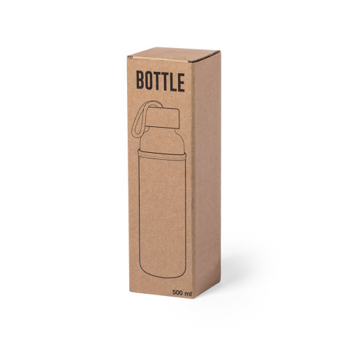 Бутылка для воды KASFOL, стекло, бамбук, 500 мл (бежевый)