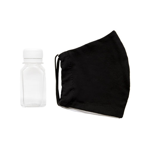 Комплект СИЗ #2 (маска черная, антисептик, перчатки черные), упаковано в жестяную банку (черный)