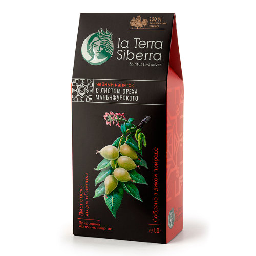 Чайный напиток со специями из серии "La Terra Siberra" с листом ореха маньчжурского 60 гр. (черный)