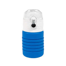 Бутылка для воды складная с карабином SPRING, 550/250 мл, силикон (синий)