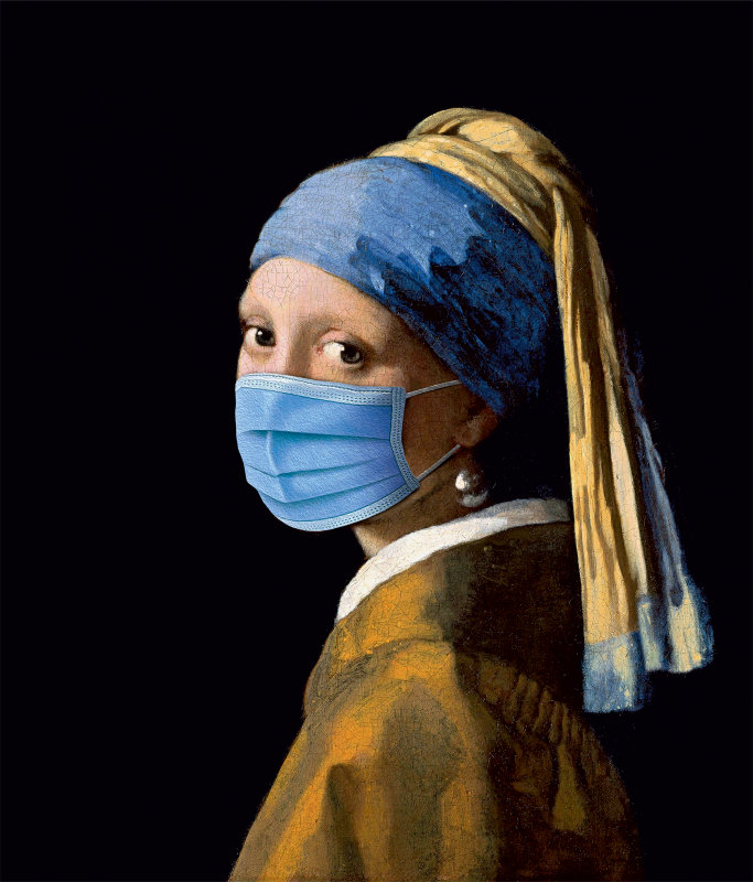 Девушка с жемчужной серёжкой в маске коронавирус.psd