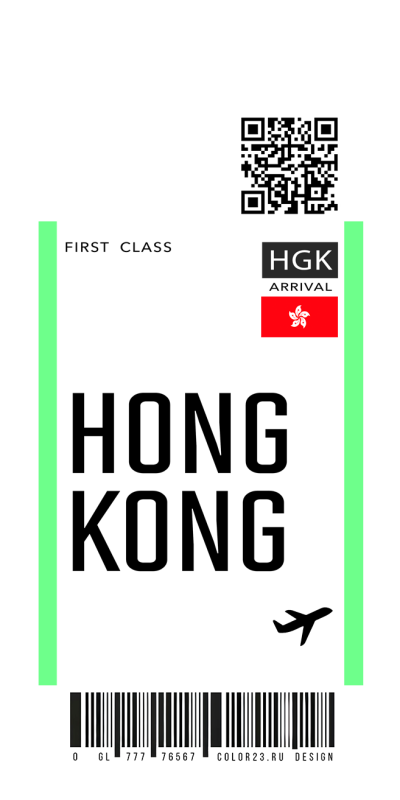 Чехол iphone билет первый класс, посадочный талон в Гонконг.psd