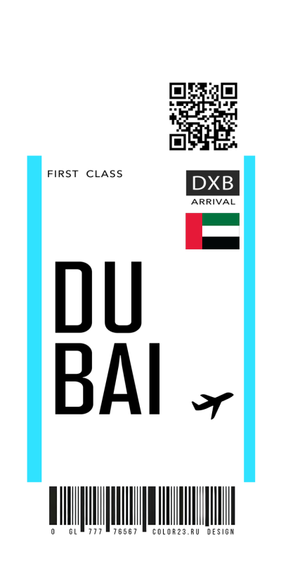 Чехол iphone билет первый класс, посадочный талон в Дубаи.psd