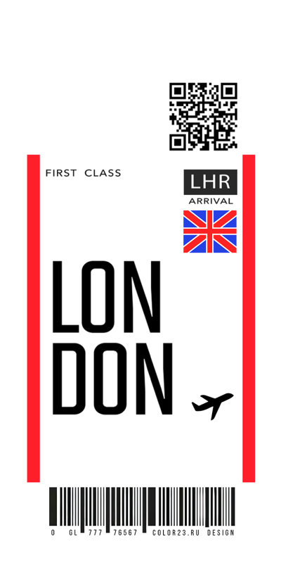 Чехол iphone билет первый класс, посадочный талон в Лондон.psd