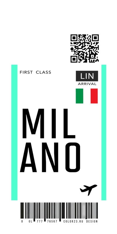 Чехол iphone билет первый класс, посадочный талон в Милан.psd