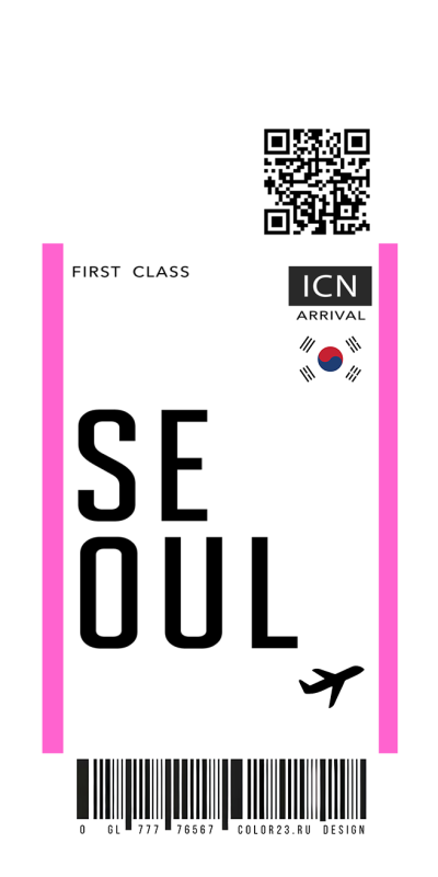 Чехол iphone билет первый класс, посадочный талон в Сеул.psd