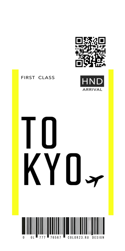 Чехол iphone билет первый класс, посадочный талон в Токио.psd